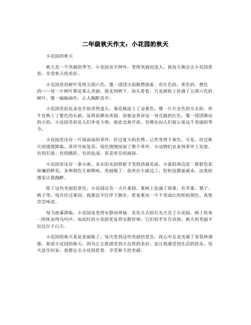 二年级秋天作文：小花园的秋天