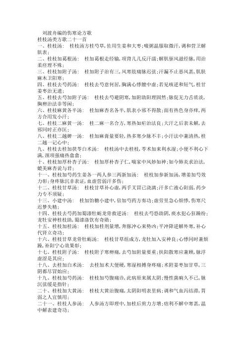 刘渡舟编的伤寒论方歌