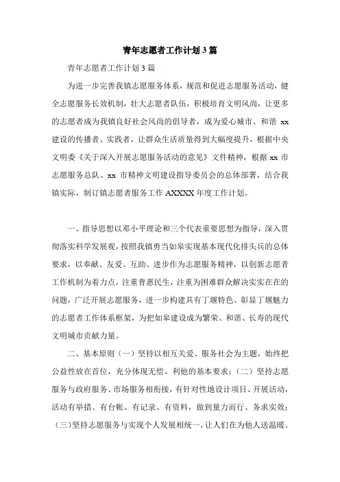 青年志愿者工作计划3篇