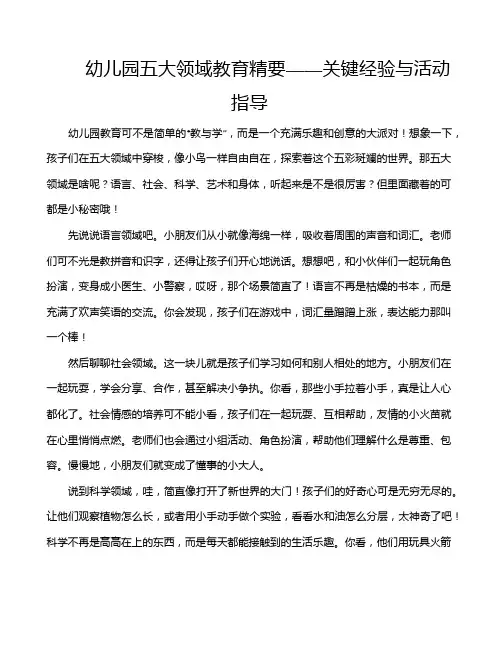 幼儿园五大领域教育精要——关键经验与活动指导