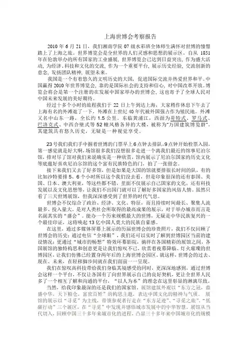 上海世博会考察报告