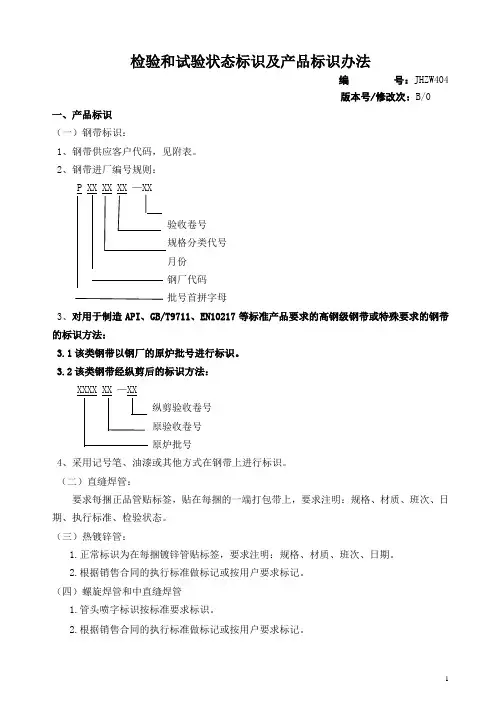 JHZW404产品标识和状态标识办法