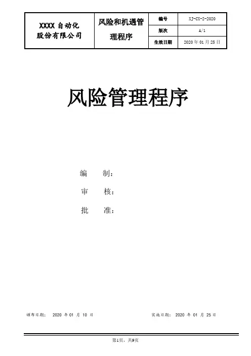 风险和机遇管理程序