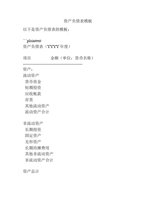 资产负债表模板