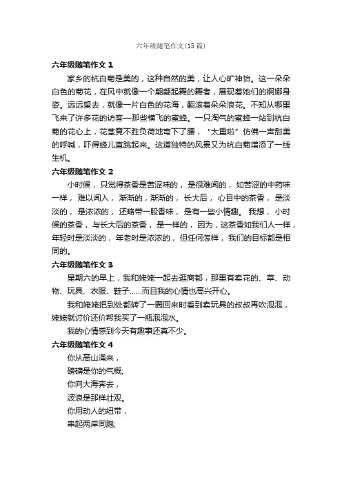 六年级随笔作文（15篇）