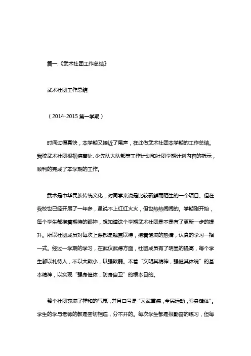 武术协会工作总结及计划