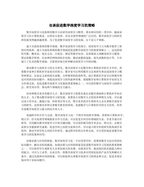 也谈促进数学深度学习的策略