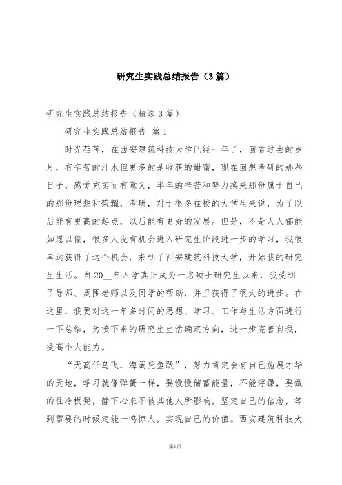 研究生实践总结报告(3篇)