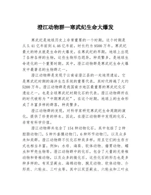 澄江动物群—寒武纪生命大爆发