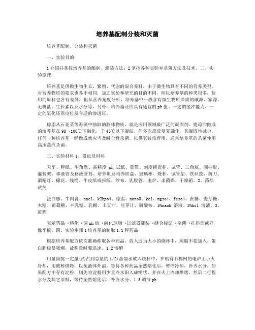 培养基配制分装和灭菌