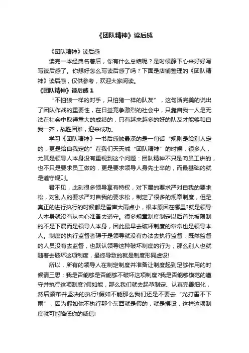 《团队精神》读后感