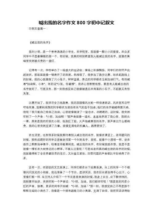 喊出我的名字作文800字初中记叙文