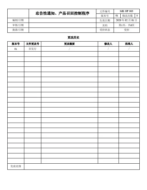 ISO13485-2016忠告性通知、产品召回控制程序