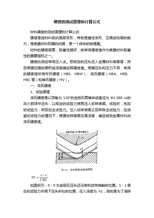 硬度的测试原理和计算公式