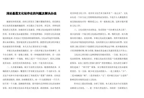 浅论基层文化站存在的问题及解决办法