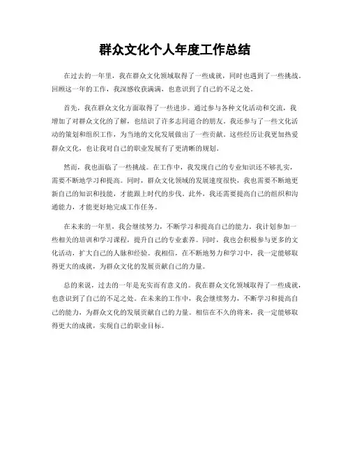 群众文化个人年度工作总结