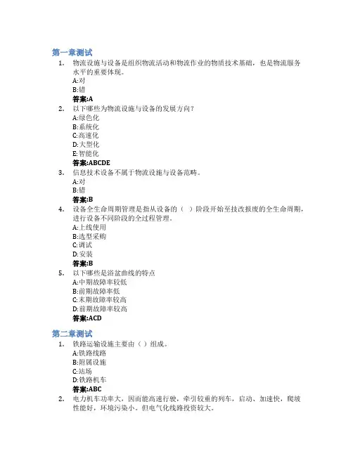 智能物流设施与设备(山东联盟)智慧树知到答案章节测试2023年山东财经大学