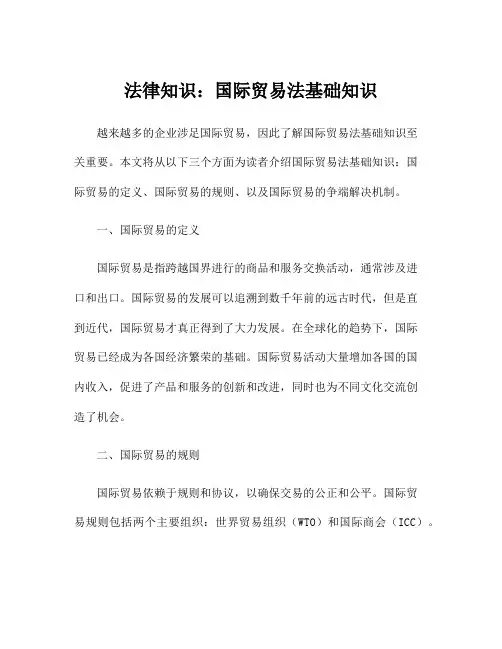 法律知识：国际贸易法基础知识