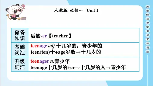 Unit1TeenageLife词汇课件高中英语人教版
