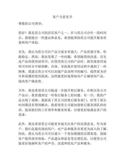 客户方意见书