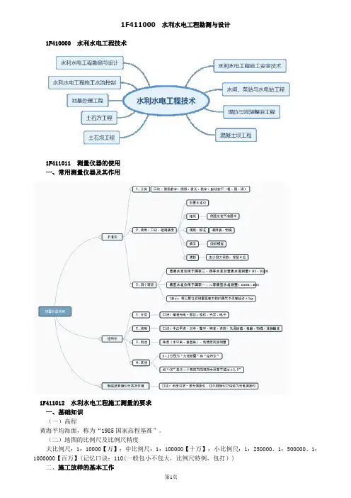 2020水利一级建造师思维导图及记忆口诀(勘测与设计)
