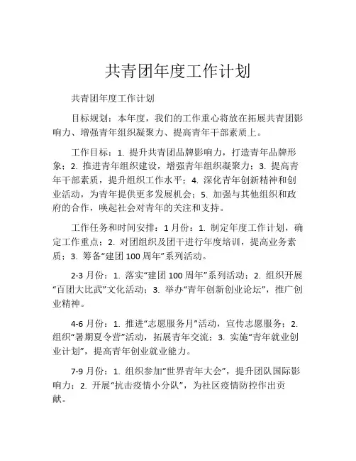 共青团年度工作计划