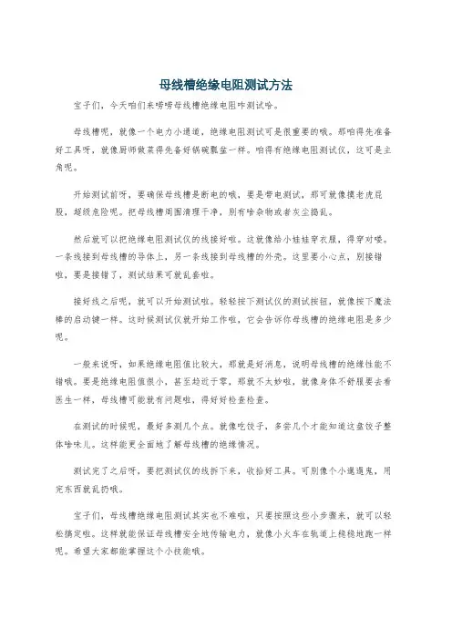 母线槽绝缘电阻测试方法