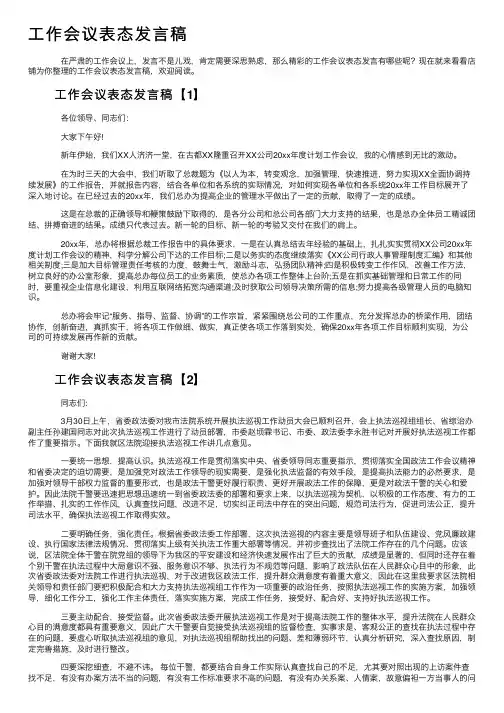 工作会议表态发言稿