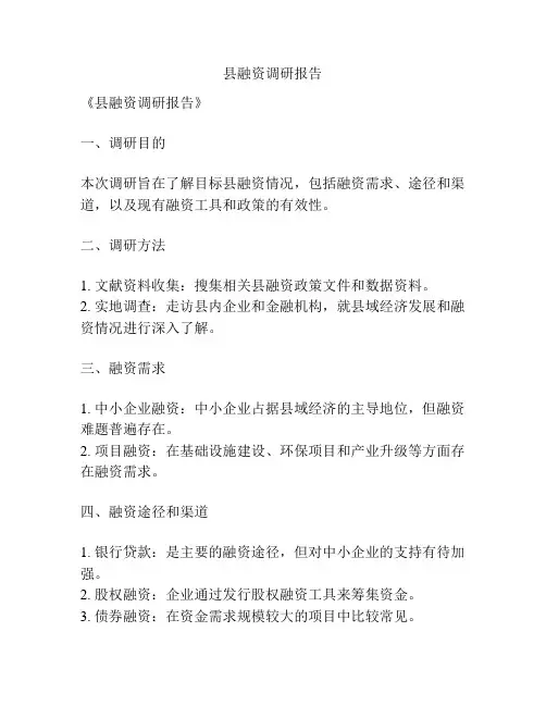 县融资调研报告