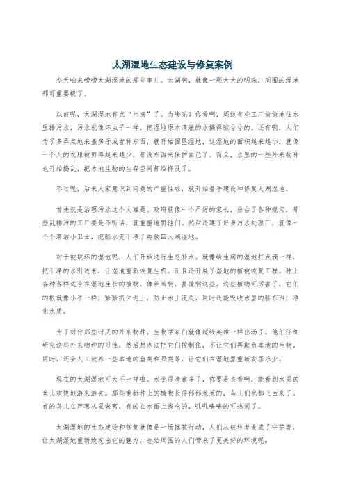 太湖湿地生态建设与修复案例