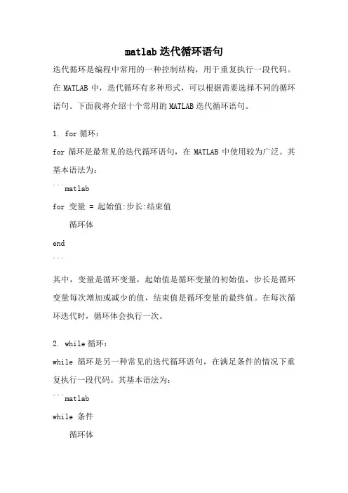 matlab迭代循环语句