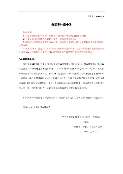 集团审计指令函