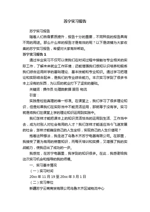 苏宁实习报告