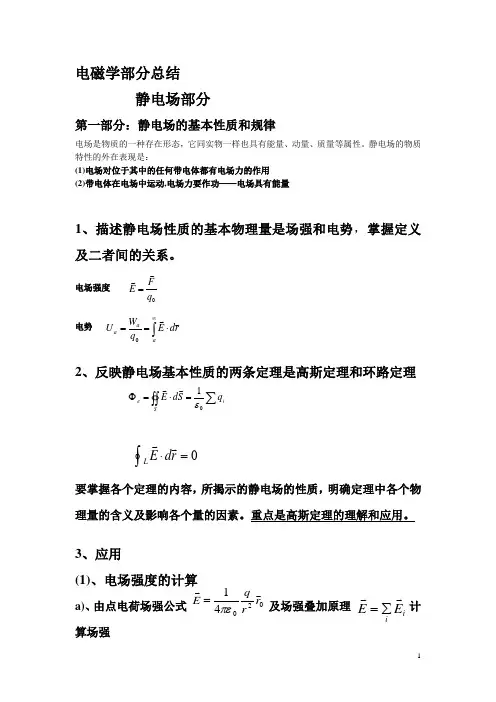 大学物理电磁学部分总结