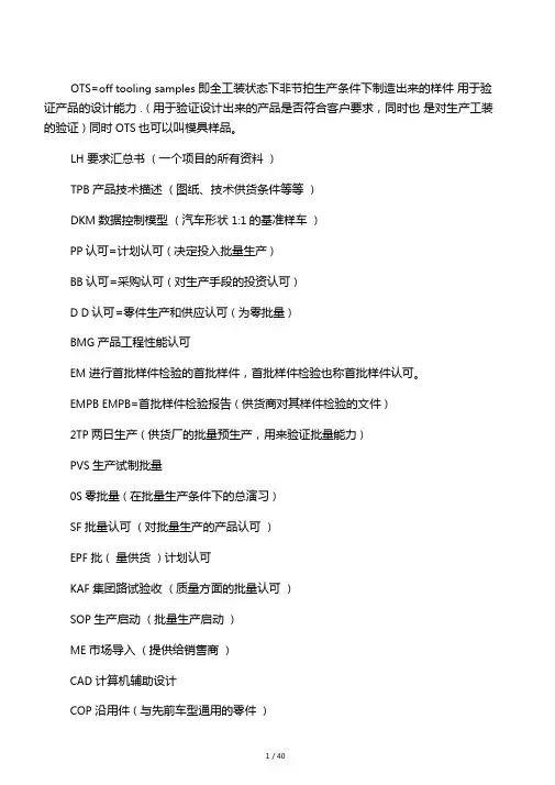 汽车行业英文缩写2