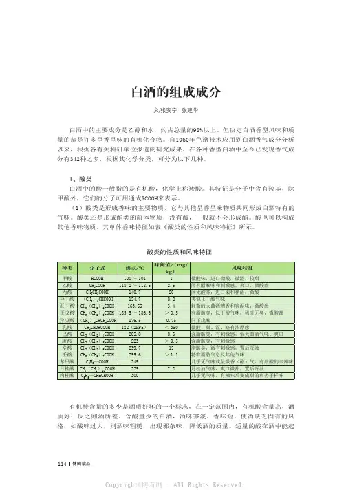 白酒的组成成分_