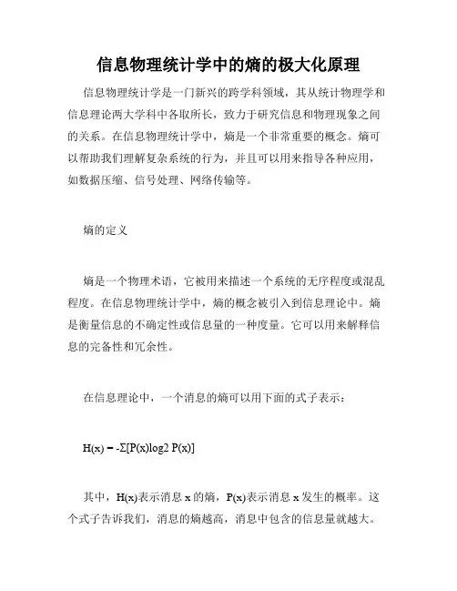 信息物理统计学中的熵的极大化原理