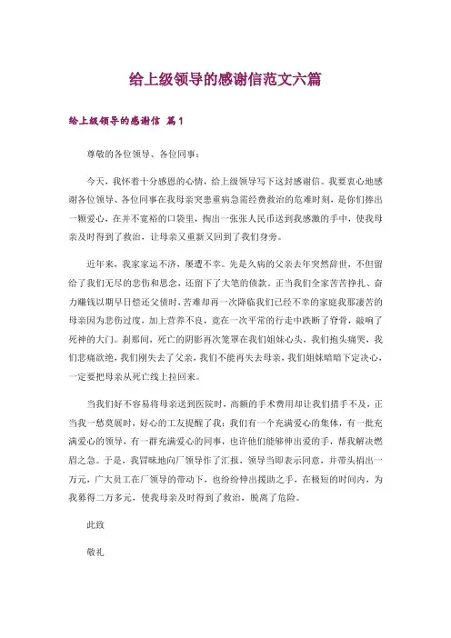 给上级领导的感谢信范文六篇