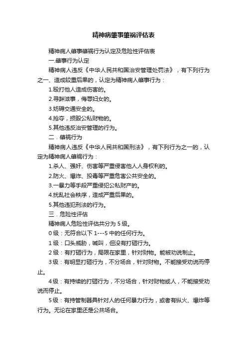 精神病肇事肇祸评估表