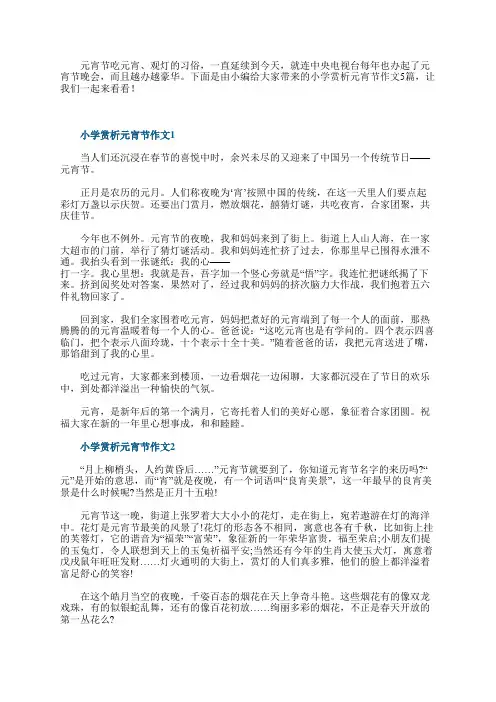 小学赏析元宵节作文