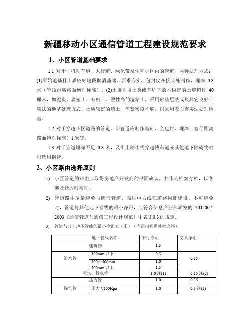 小区通信管道工程建设规范