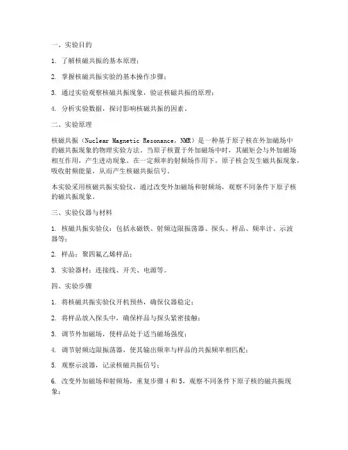 产生核磁共振的实验报告