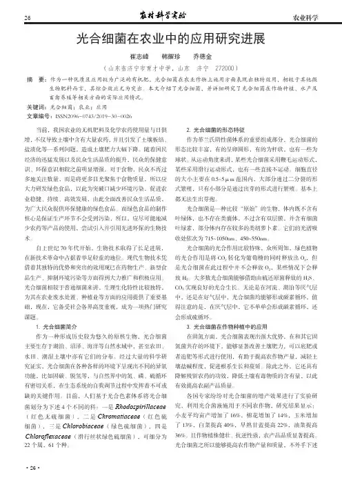 光合细菌在农业中的应用研究进展