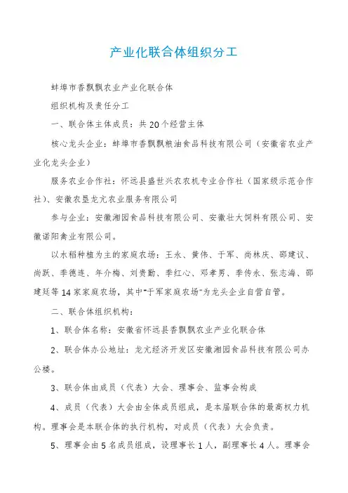 产业化联合体组织分工