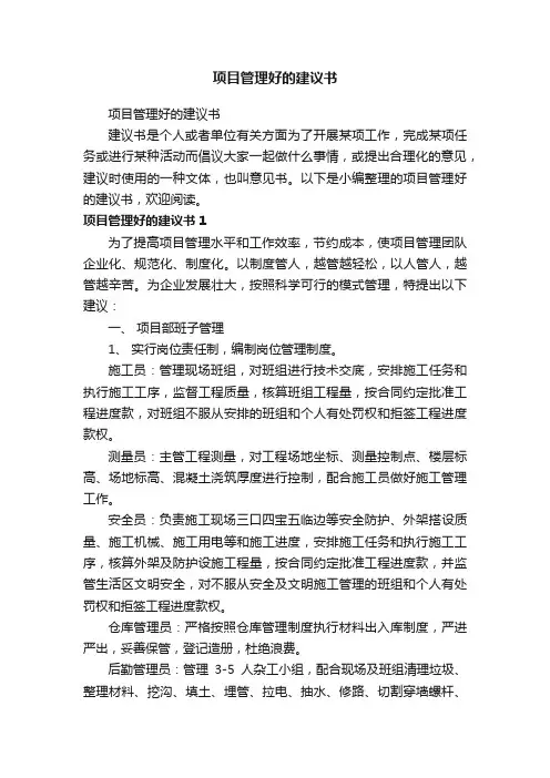 项目管理好的建议书