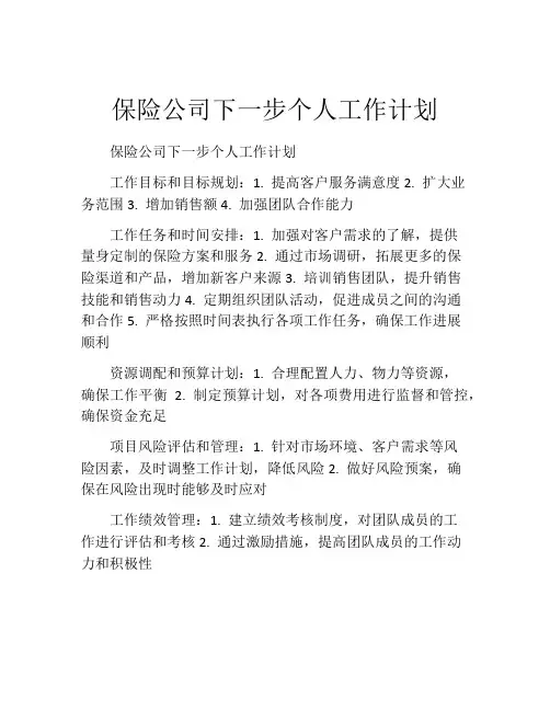保险公司下一步个人工作计划