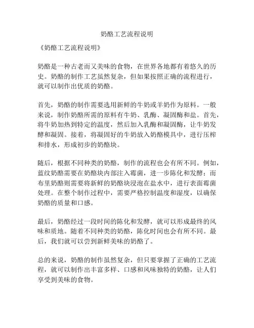 奶酪工艺流程说明