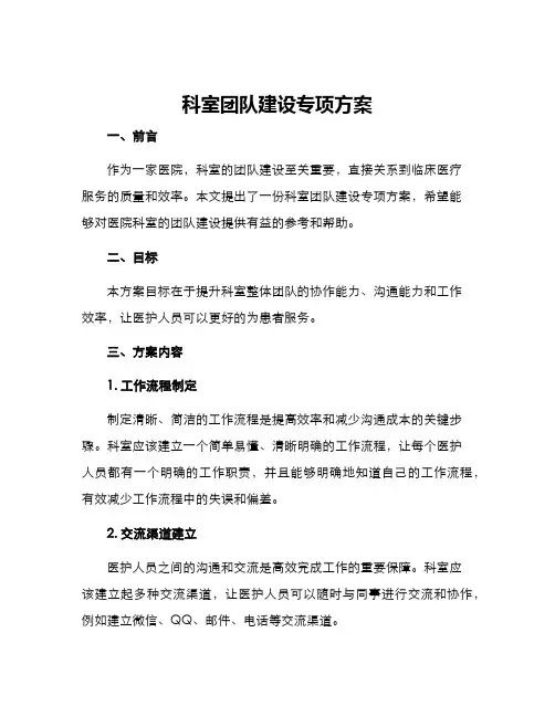 科室团队建设专项方案