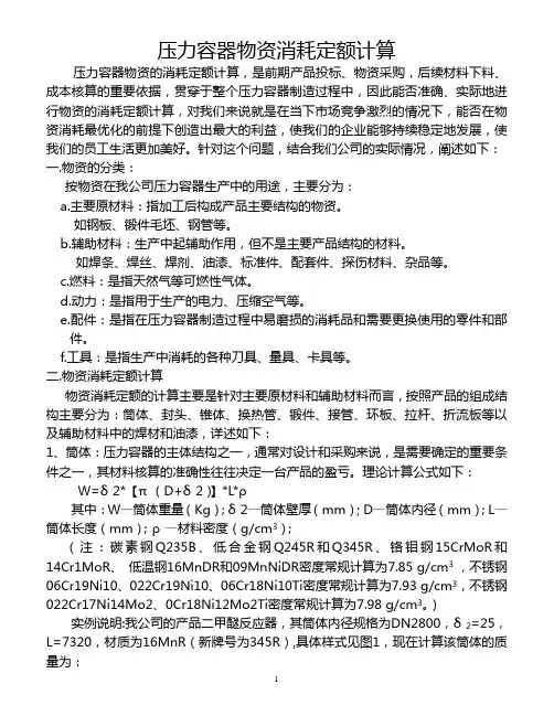 压力容器物资消耗定额计算(全)