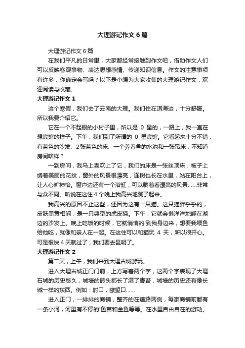 大理游记作文6篇